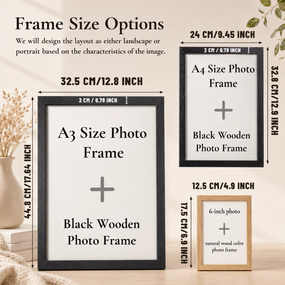 Custom Cartoon Portrait Photo Frame – Available in 6-Inch, A4 and A3 Sizes