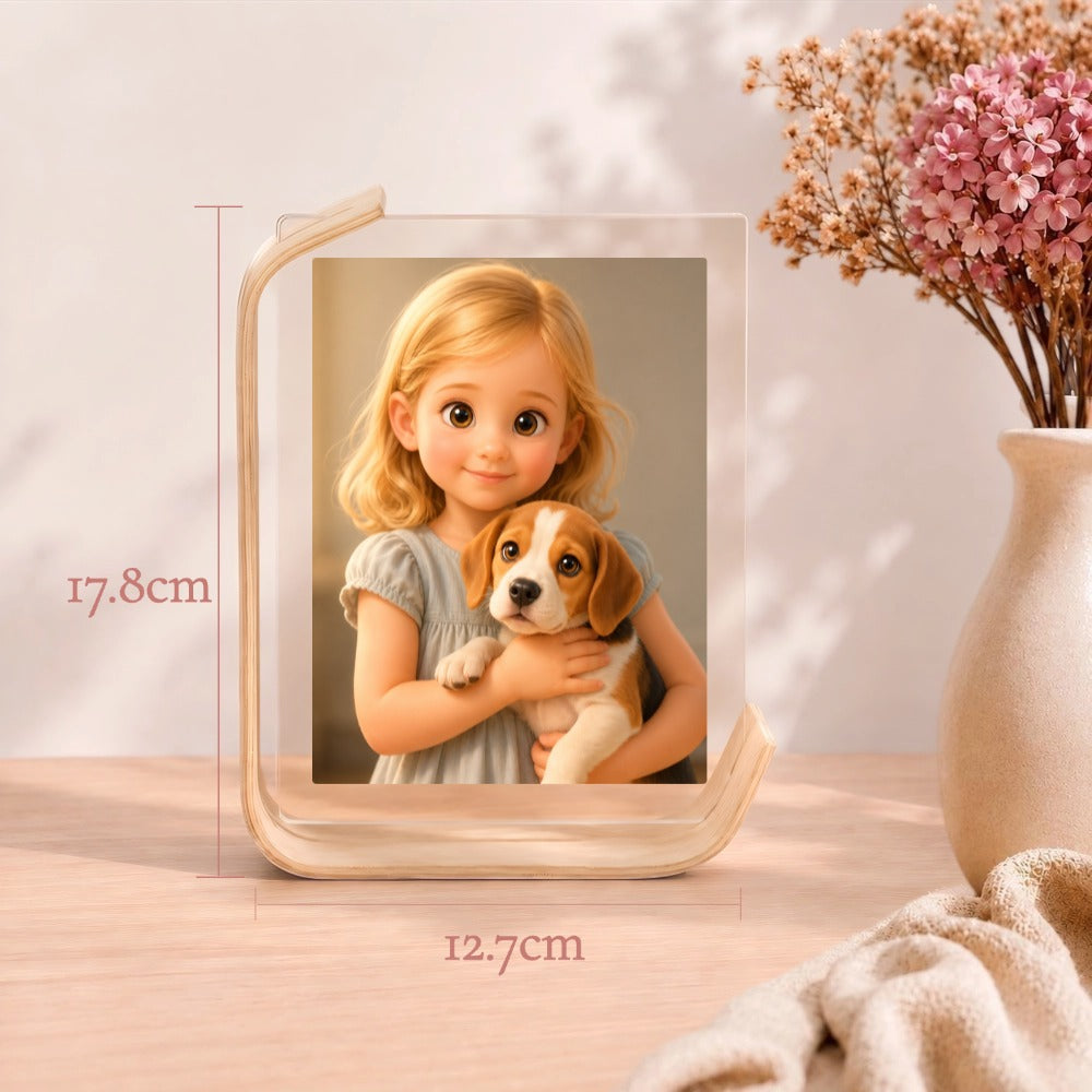 Custom Acrylic Cartoon Portrait Photo Frame for Two 6-Inch Photos, Double-Sided Design