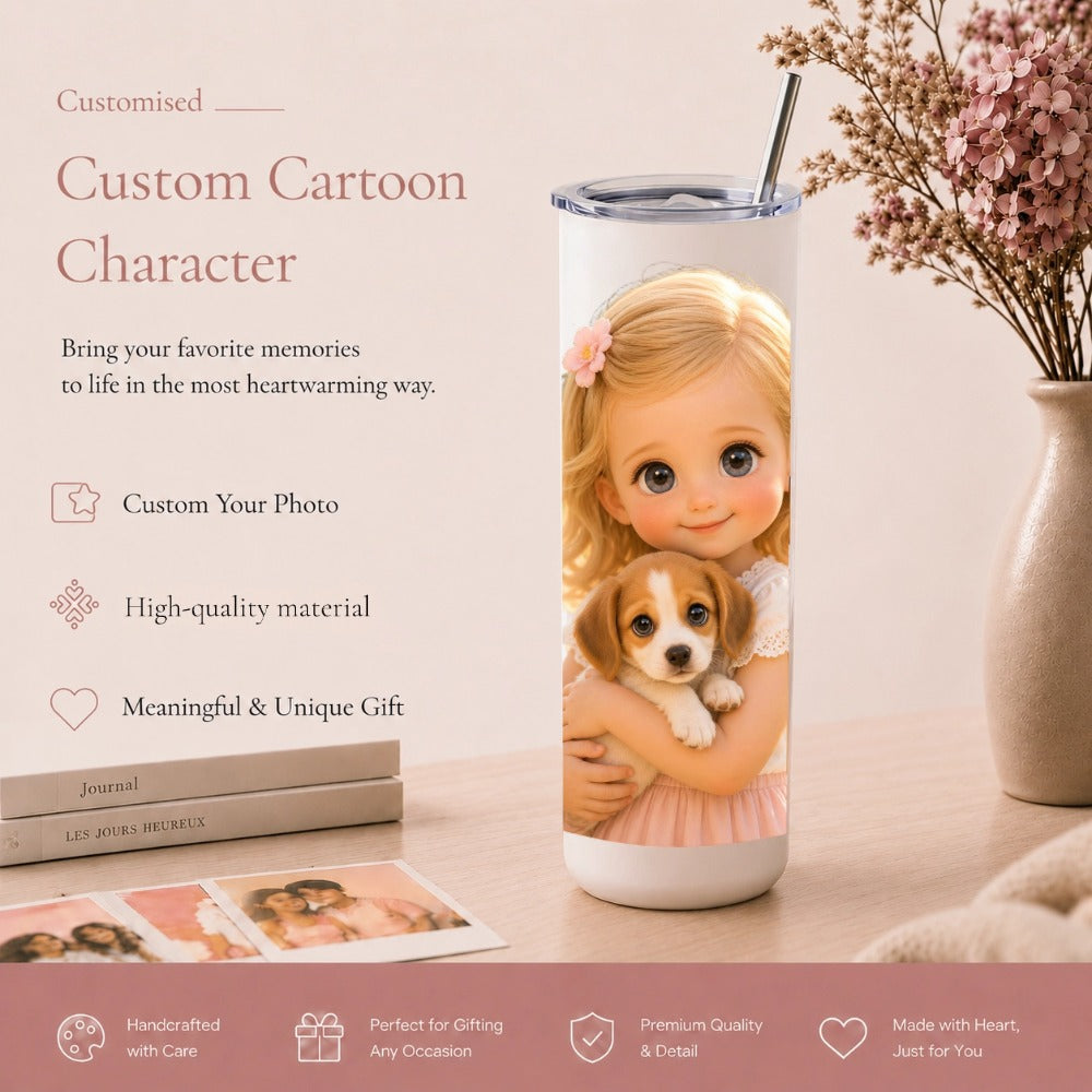 Custom Cartoon Portrait Insulated Tumbler, 20 oz (600 ml)