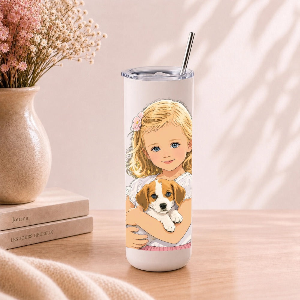 Custom Cartoon Portrait Insulated Tumbler, 20 oz (600 ml)