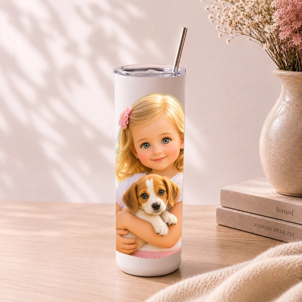 Custom Cartoon Portrait Insulated Tumbler, 20 oz (600 ml)