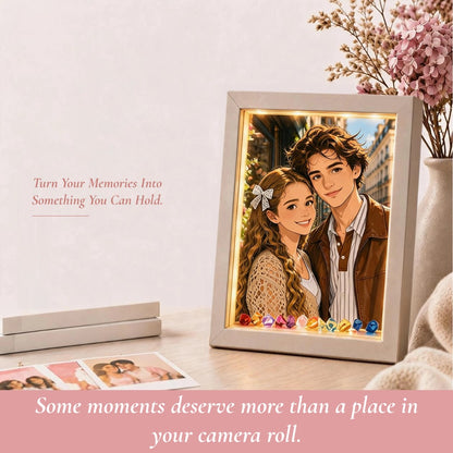 Personalized 3D Hollow LED Photo Frame with Crystal Ornament and Battery Power