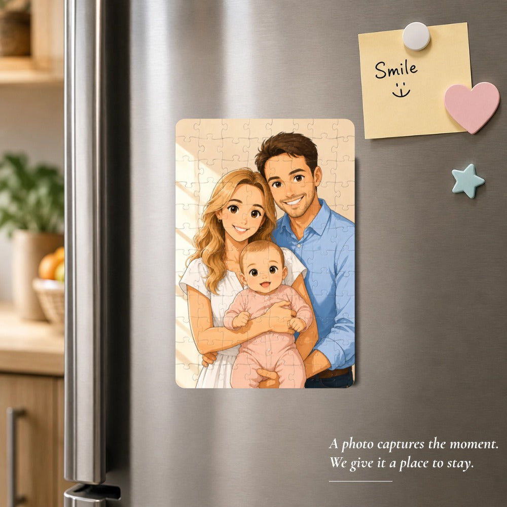 Custom Magnetic Jigsaw Puzzle, A4 Size and Heart-Shaped, with Optional Photo Frame