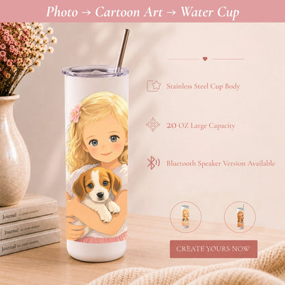 Custom Cartoon Portrait Insulated Tumbler, 20 oz (600 ml)