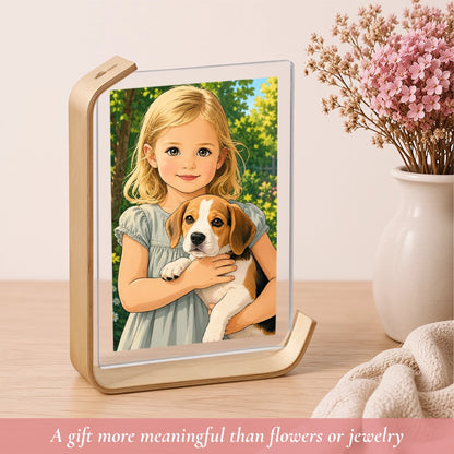 Custom Acrylic Cartoon Portrait Photo Frame for Two 6-Inch Photos, Double-Sided Design