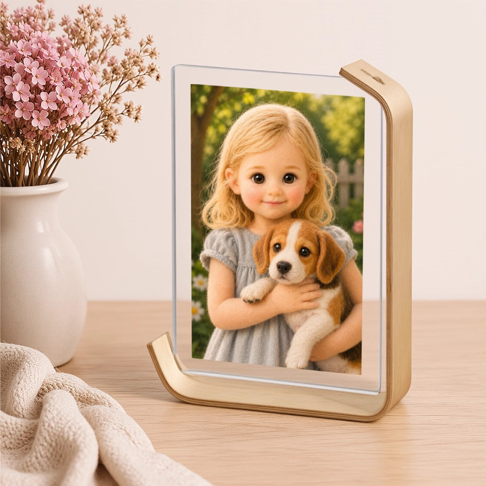 Custom Acrylic Cartoon Portrait Photo Frame for Two 6-Inch Photos, Double-Sided Design