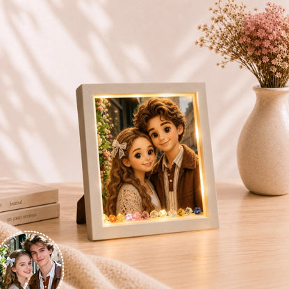 Personalized 3D Hollow LED Photo Frame with Crystal Ornament and Battery Power