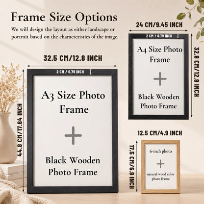 Custom Cartoon Portrait Photo Frame – Available in 6-Inch, A4 and A3 Sizes